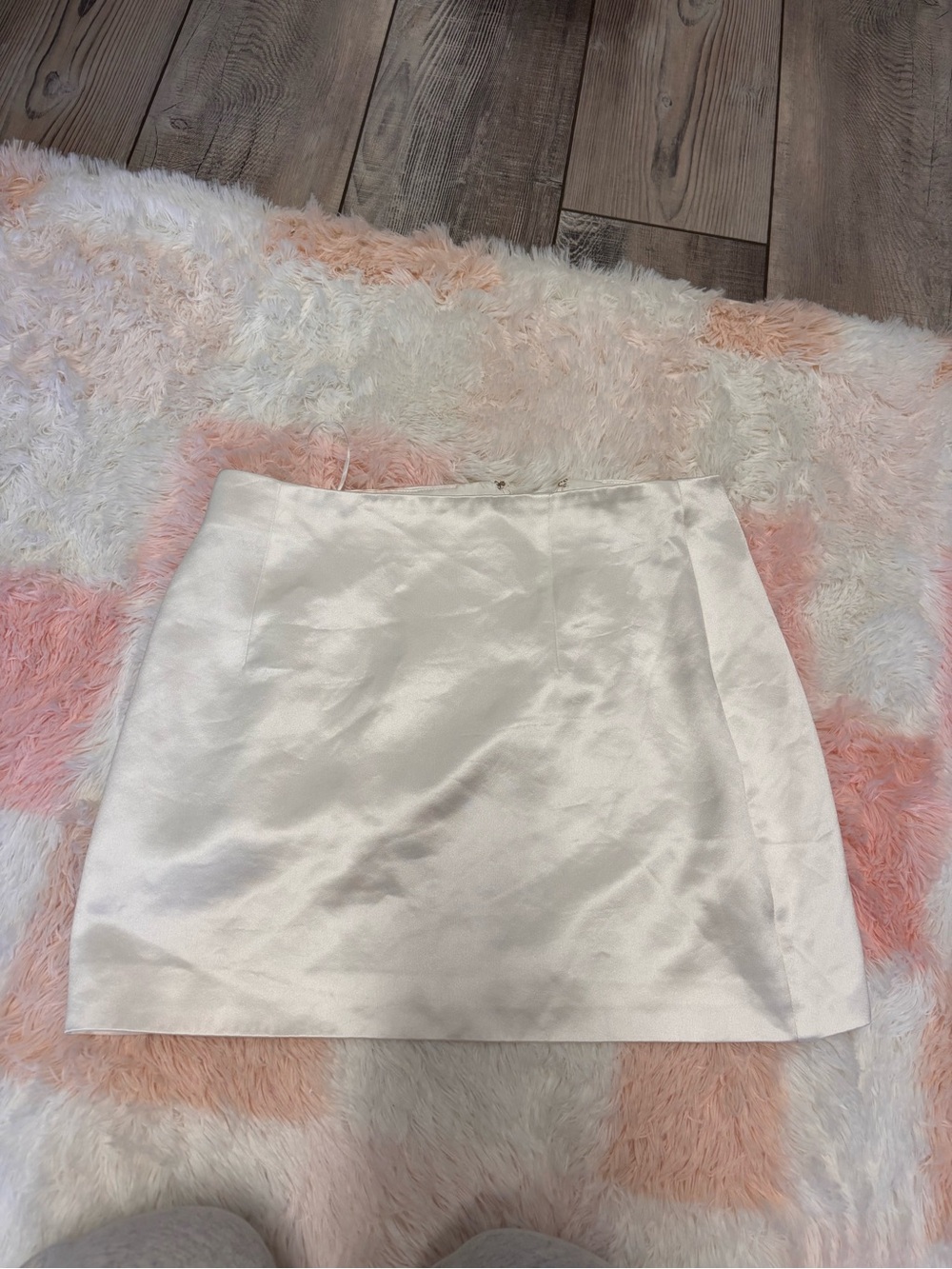 Anthropologie Cream Satin Mini Skirt